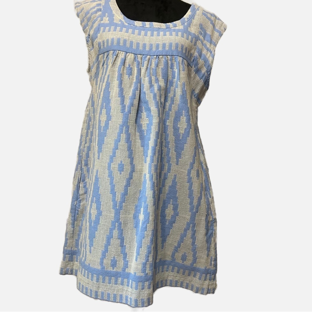 Faherty Blue and Cream Patterned Dress
